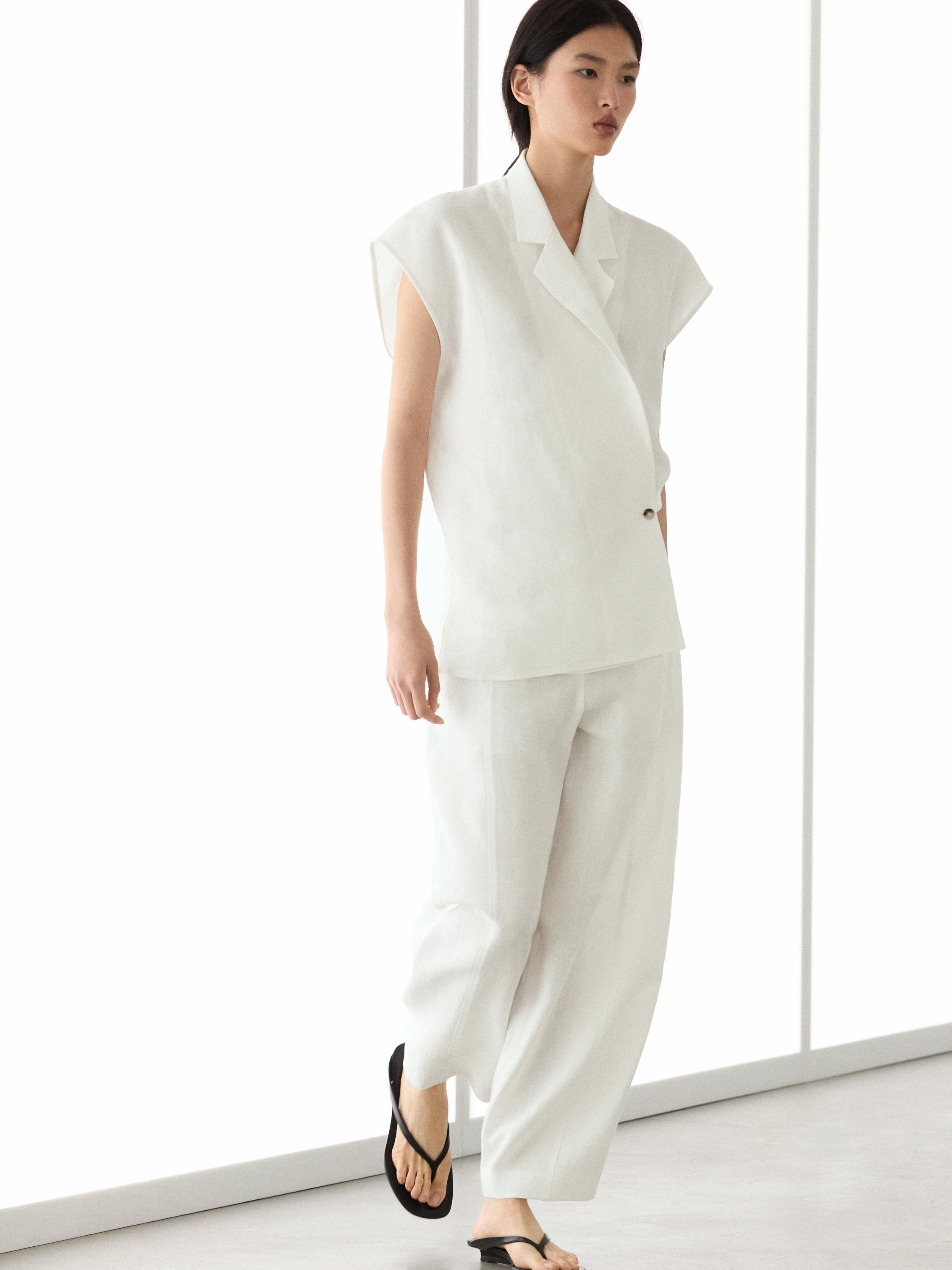 Pantalon barrel lin